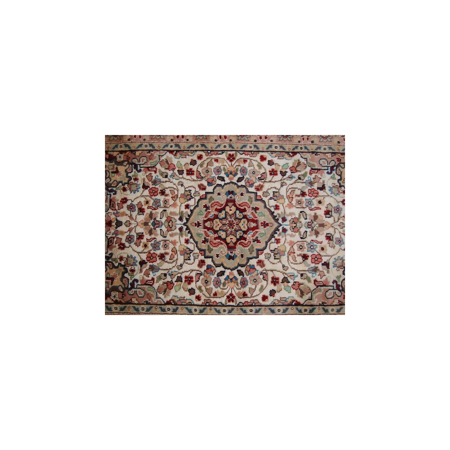 Excellent Love Ivory Medallion Flowers Area Rugs Wool Silk Hand Knotted Carpet'