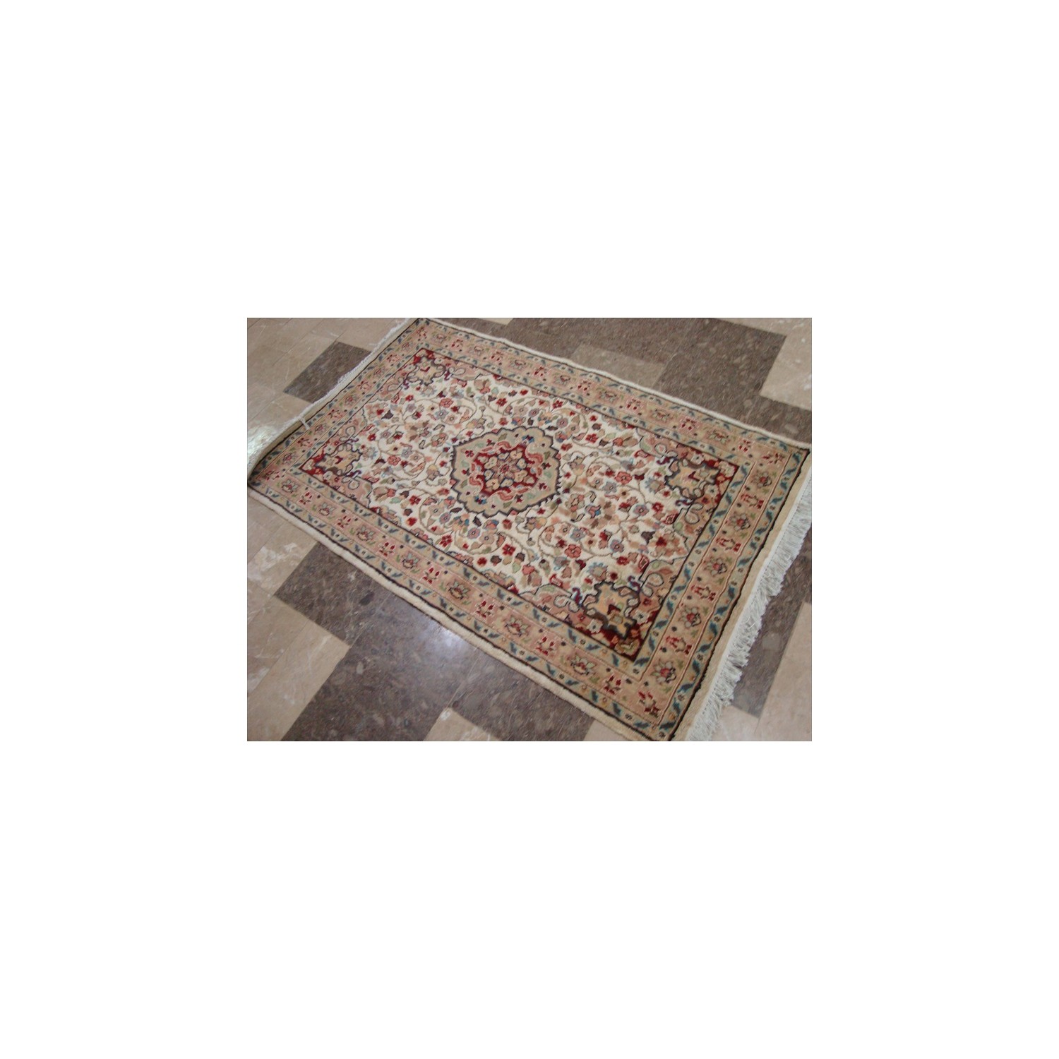 Excellent Love Ivory Medallion Flowers Area Rugs Wool Silk Hand Knotted Carpet'