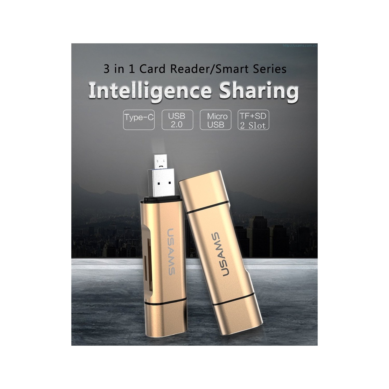 USAMS multi-function 3-in-1 Card Reader OTG Support