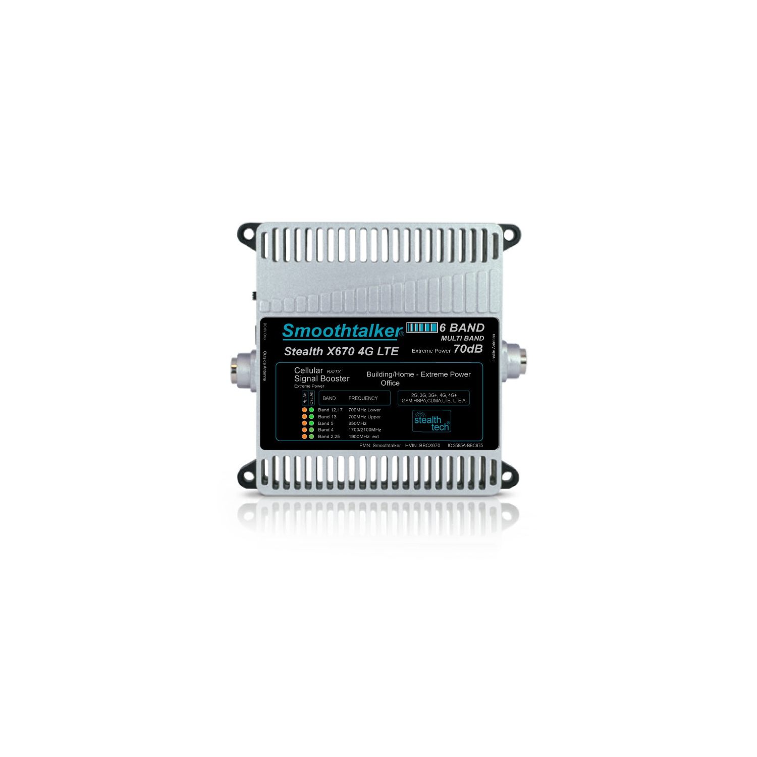 Trousse d'amplification de signal cellulaire à 6 bandes Extreme Power 4G/5G 70 dB Smoothtaker Stealth X6. Couvre jusqu'à 18.000 pi²