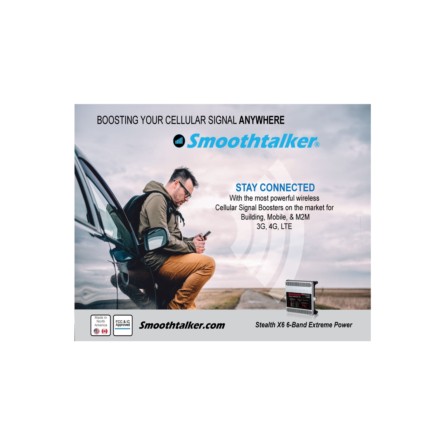 Smoothtalker Mobile X6 Pro 53dB 6-Band 4G/5G Ready Extreme Power Wireless Cell Phone Booster Kit