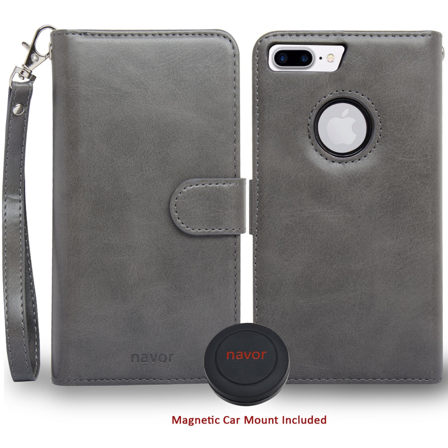 Navor Wallet Case for iPhone 7 Plus 3 - Gray