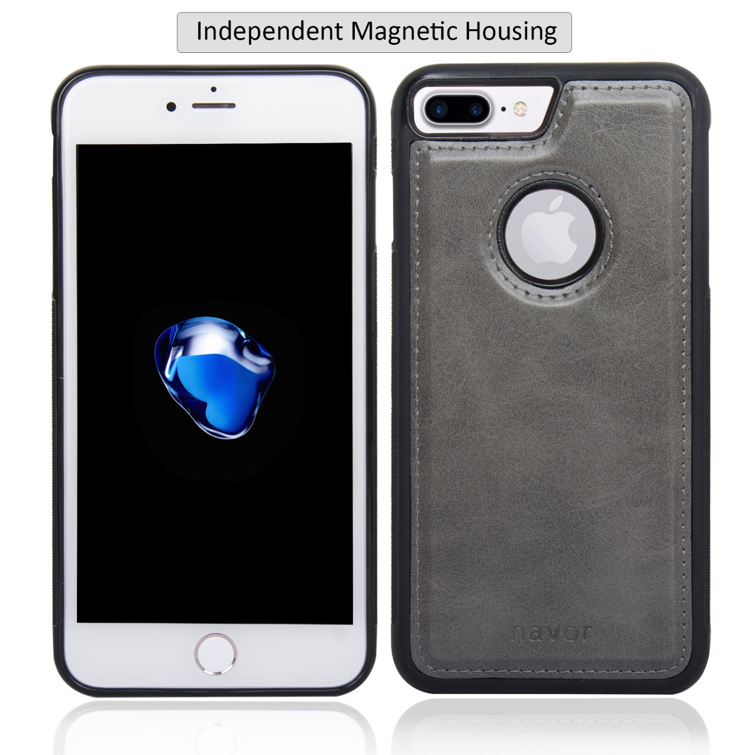 Navor Wallet Case for iPhone 7 Plus 3 - Gray