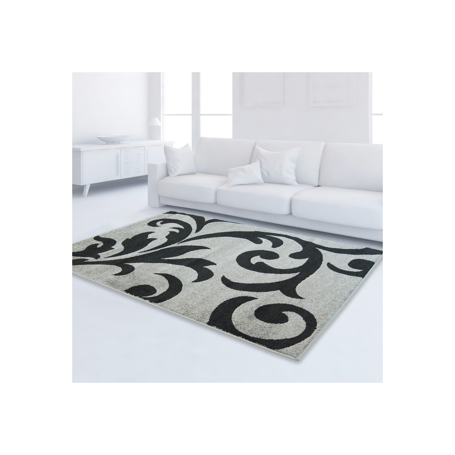 LA Dole Grey 3'9" x 5'5" Area Rug - Grey/Black