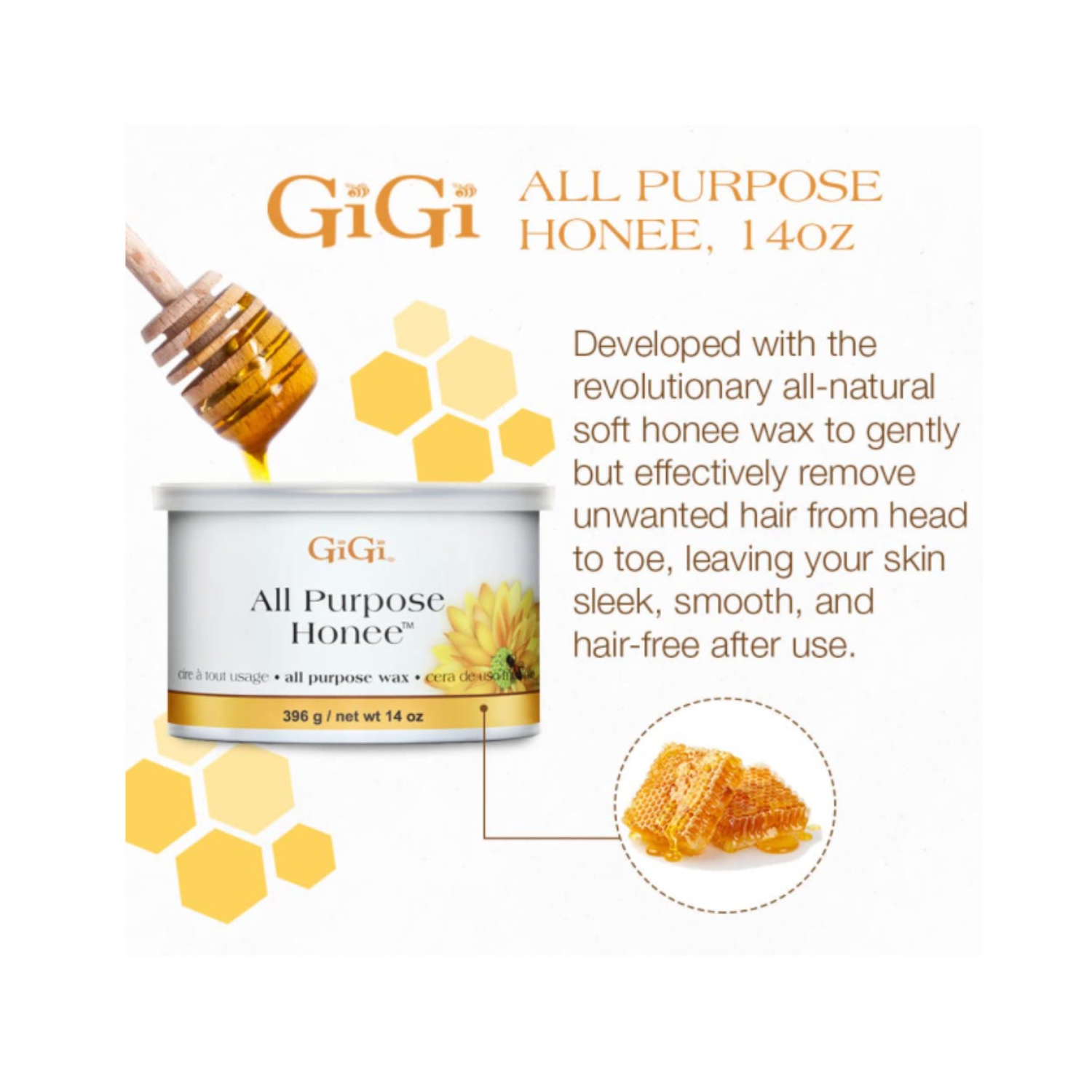 GiGi All Purpose Honee Hair Removal Soft Wax, 14 oz