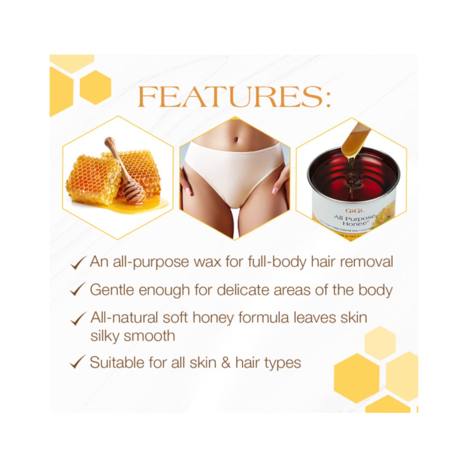 GiGi All Purpose Honee Hair Removal Soft Wax, 14 oz