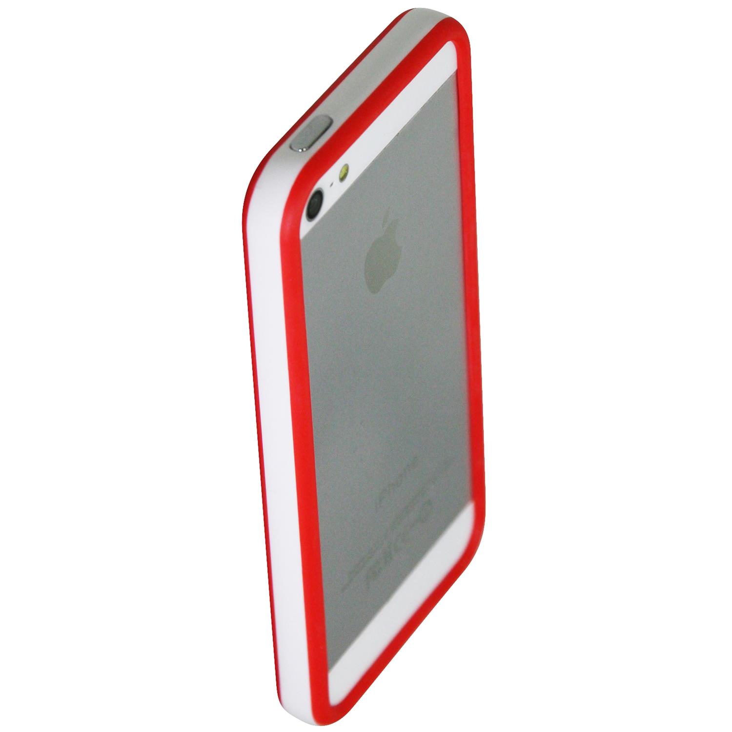 Exian Fitted Soft Shell Case for iPhone SE;iPhone 5S;iPhone 5 - White;Red