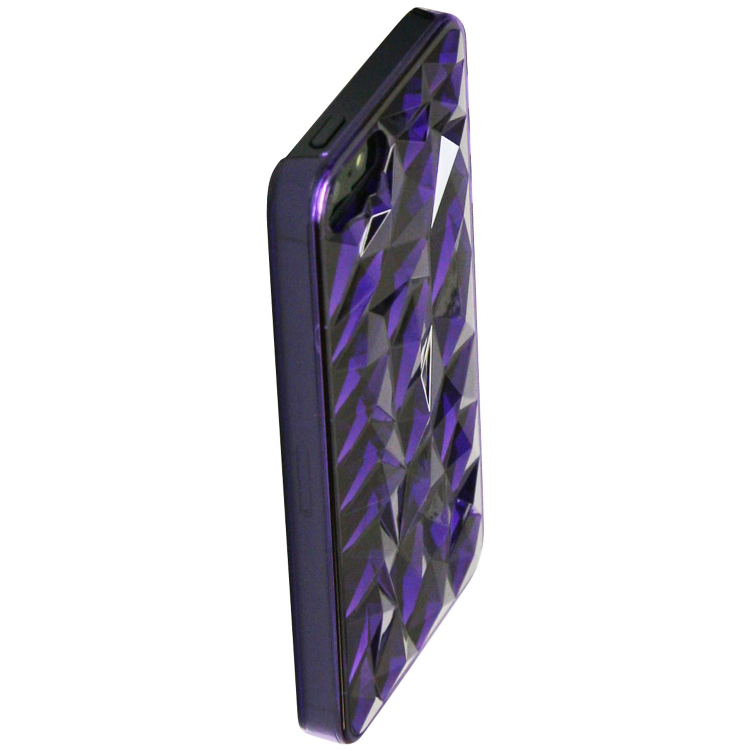 Étui rigide en plastique 3D avec motifs de diamants d’Exian pour iPhone 5/5s/se, violet transparent