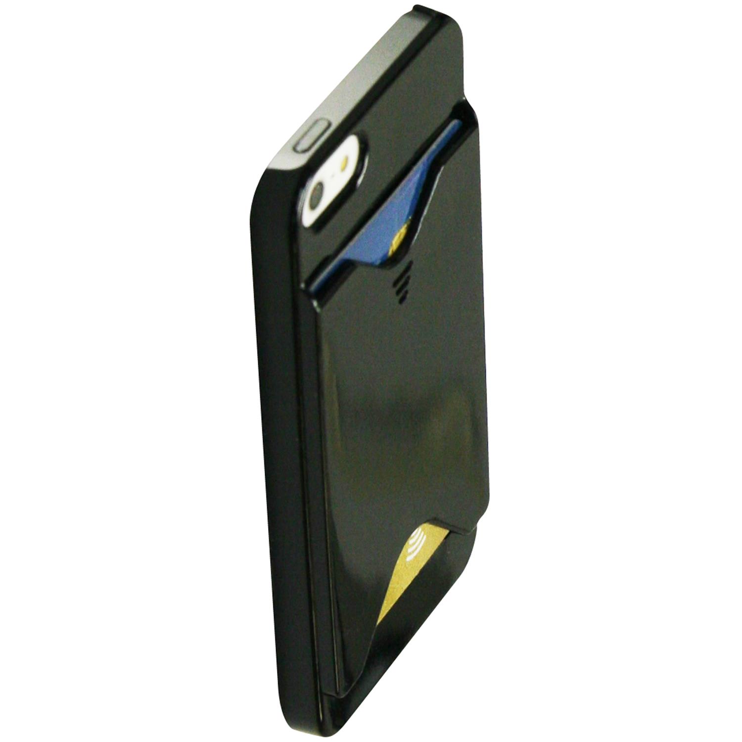 Exian iPhone 5/5s/SE Hard Plastic Case Shiny with Card Slot Black