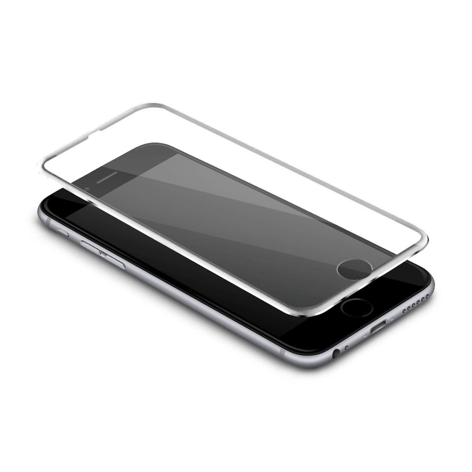 Exian iPhone 6 Plus/6s Plus Tempered Glass Screen Protector with Metallic Edge Silver