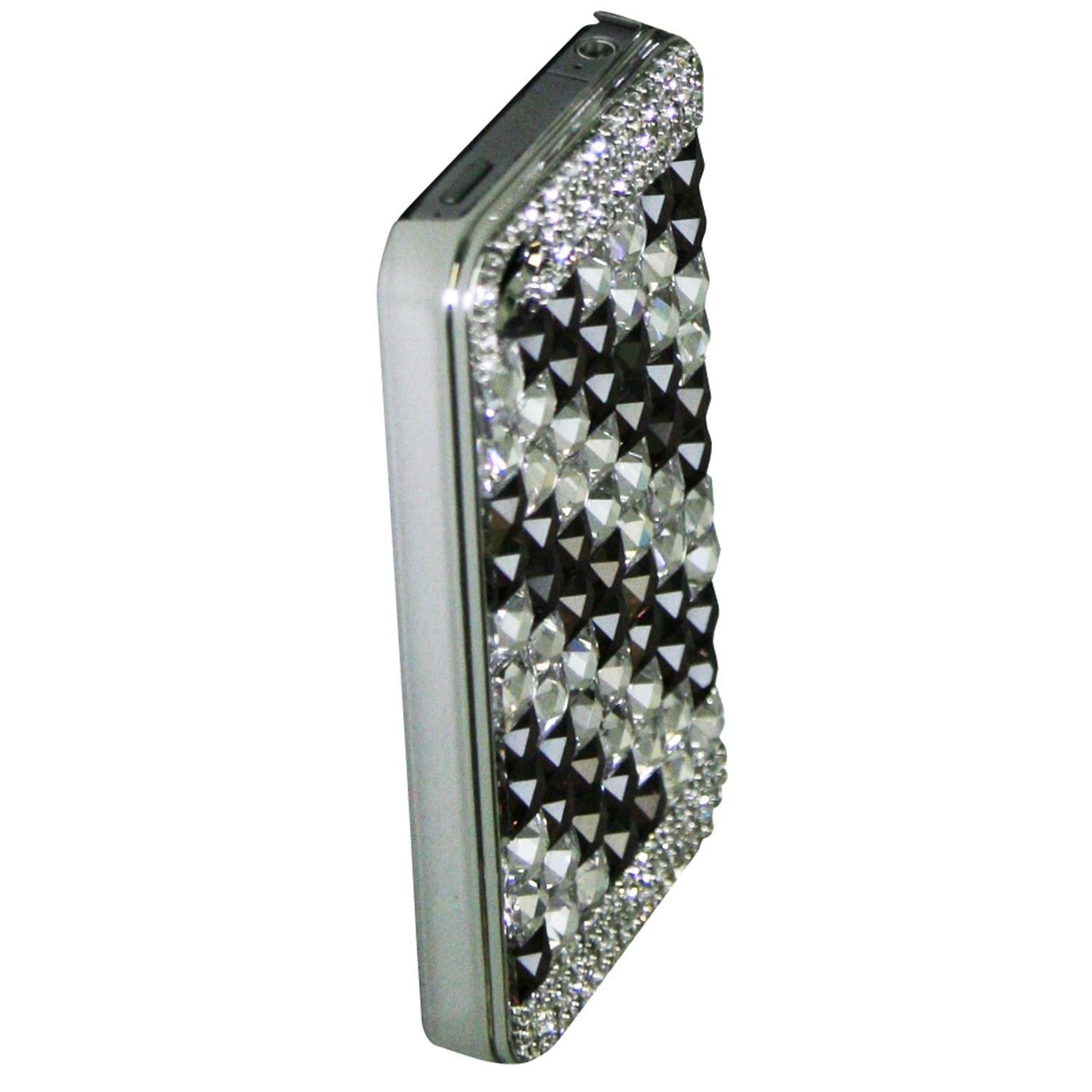 Étui en plastique rigide avec cristal iPhone d'Exian à motif carré violet/argenté pour 4/4S