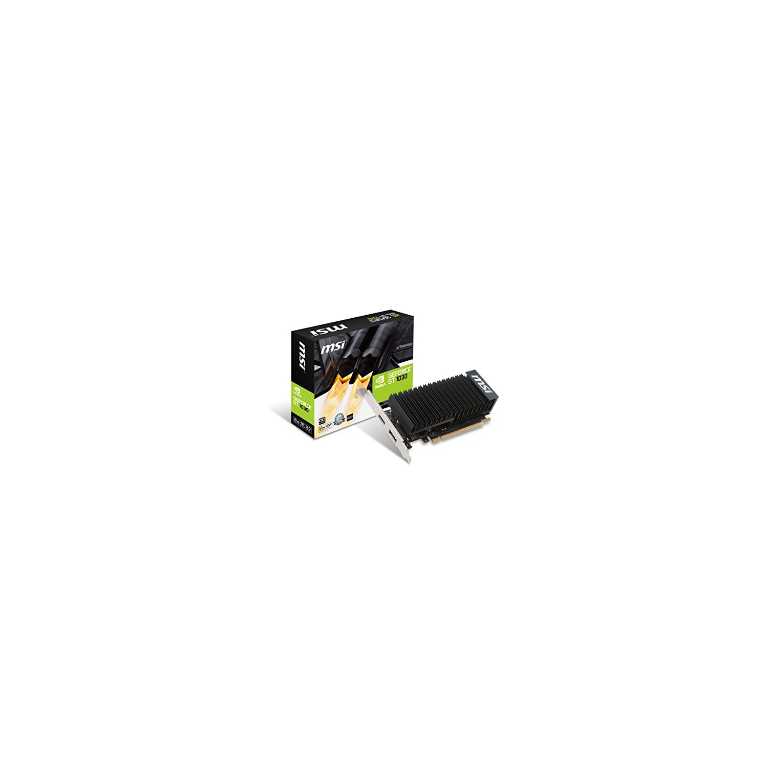 MSI GeForce GT 1030 2GH LP OC 2 GB GDDR5 64-bit Silent Heatsink, DisplayPort / HDMI, Video Card (Low Profile Bracket included)