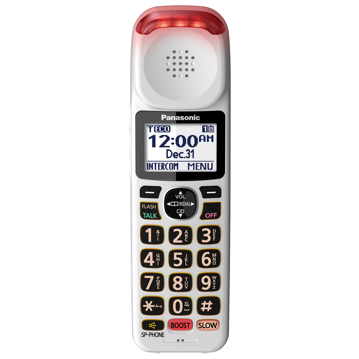 Téléphone amplifié sans fil 1,9 GHz à 1 combiné de Panasonic avec répondeur - Blanc