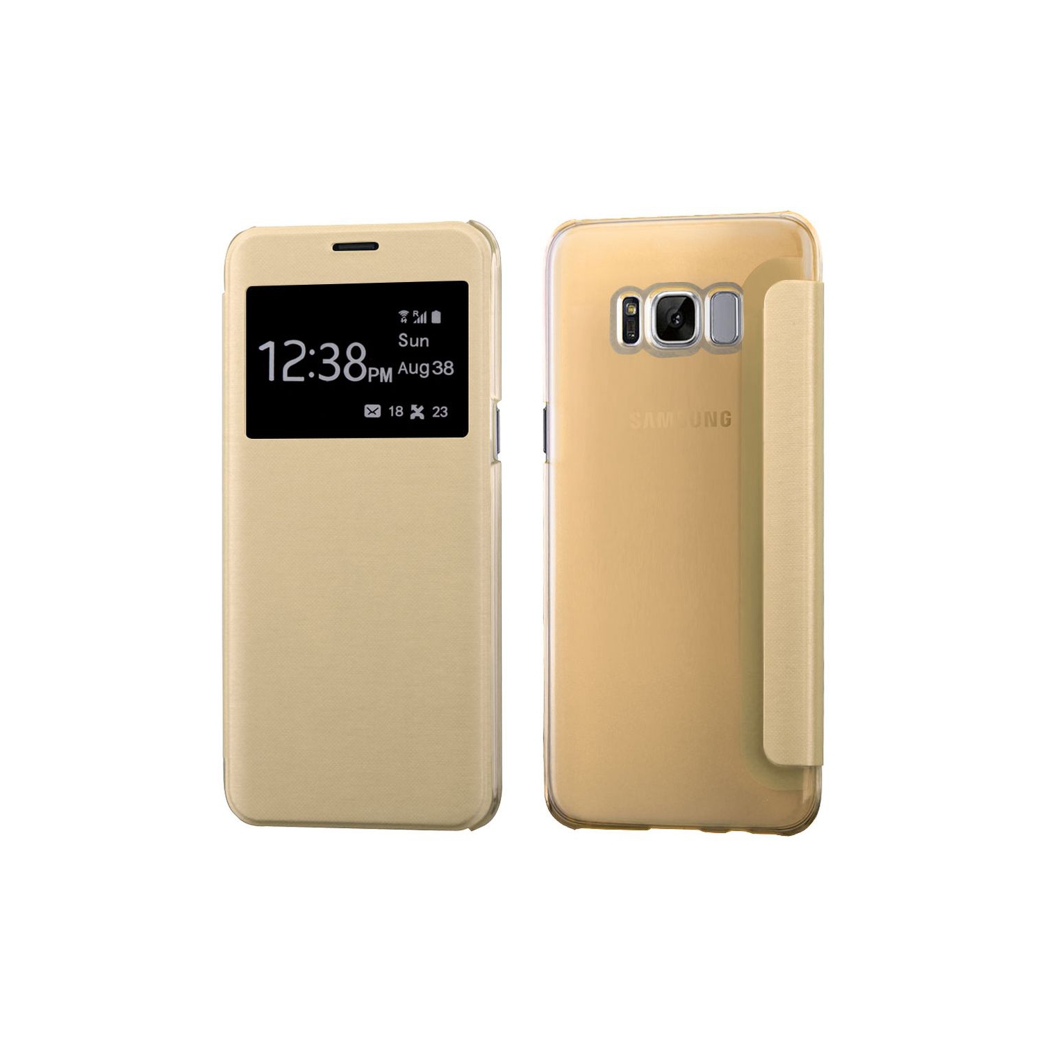 Insten Folio Leather Fabric Case For Samsung Galaxy S8 Plus - Gold