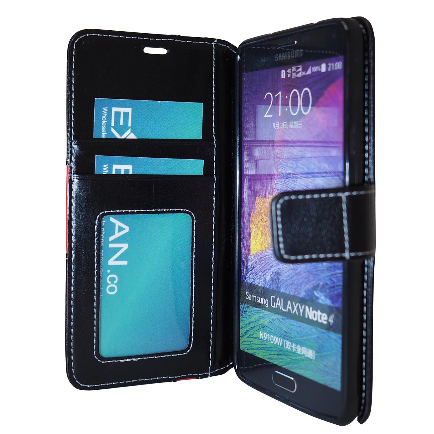 Exian Fitted Soft Shell Case for Samsung Galaxy Note 4 - Black/Red