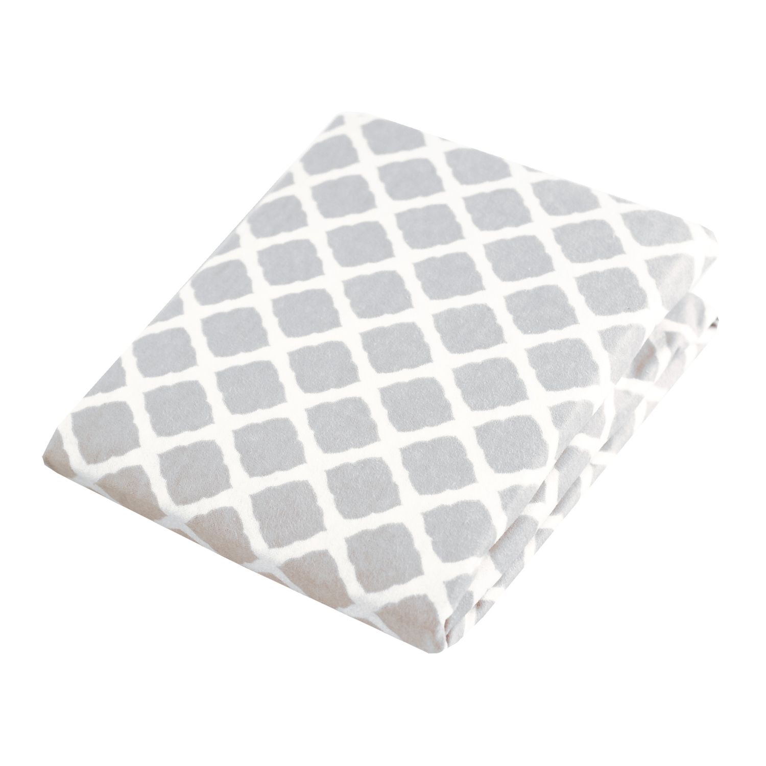 Kushies Flannel Fitted Playpen Sheet - Grey Lattice