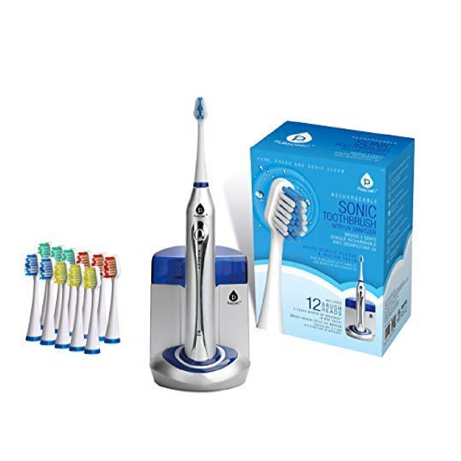 Pursonic S450 S450 SONIC Rechargeable Toothbrush w-UV Sanitizer and 12 BONUS Brush Heads
