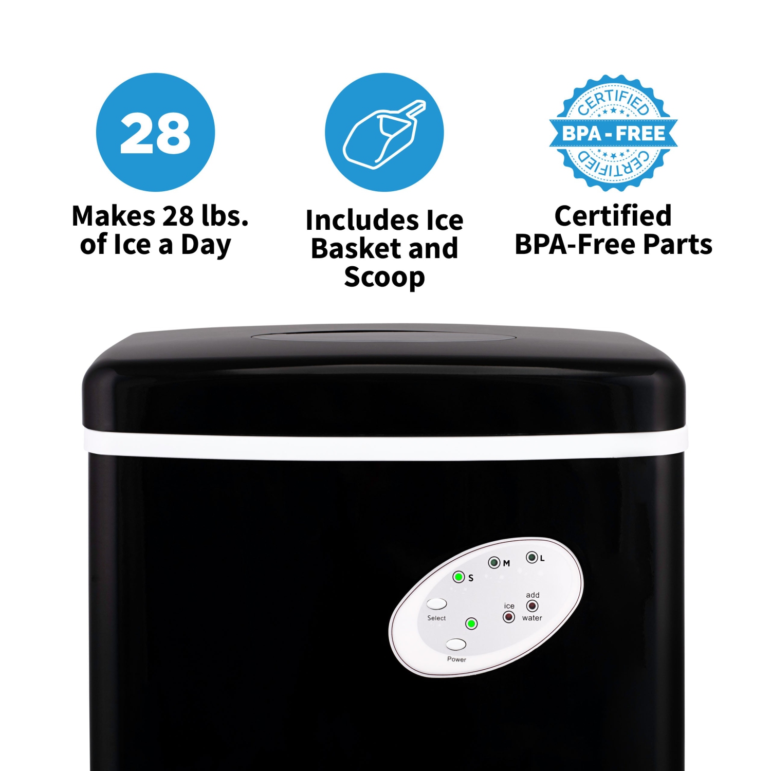NewAir Countertop Ice Maker, 28 lbs. of Ice a Day, 3 Ice Sizes