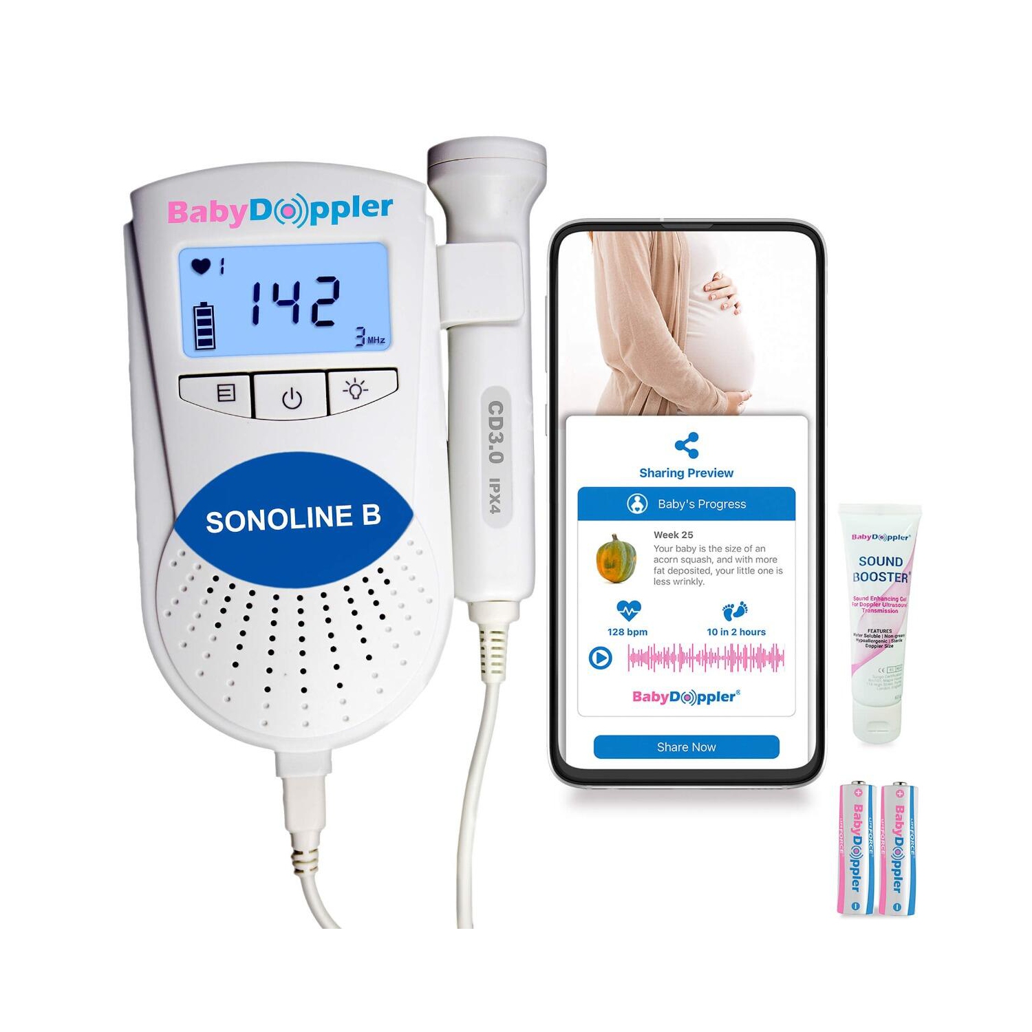 Sonoline B Blue with 3MHz Doppler Probe - The Authentic Fetal Doppler from Baby Doppler