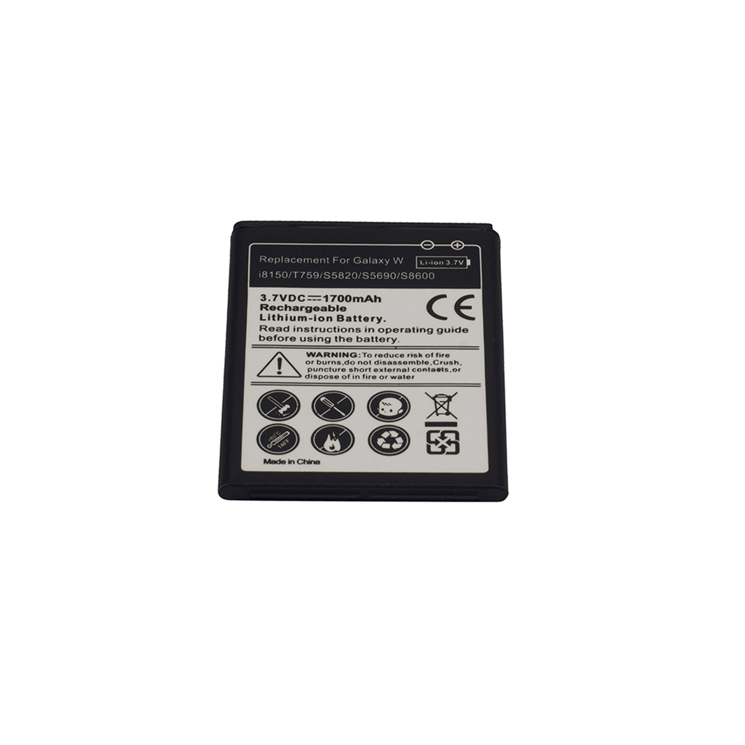 Replacement Battery for the Samsung Galaxy W i8150 S5820 S8600 Wave 3 S5690 W689 - 1500mah