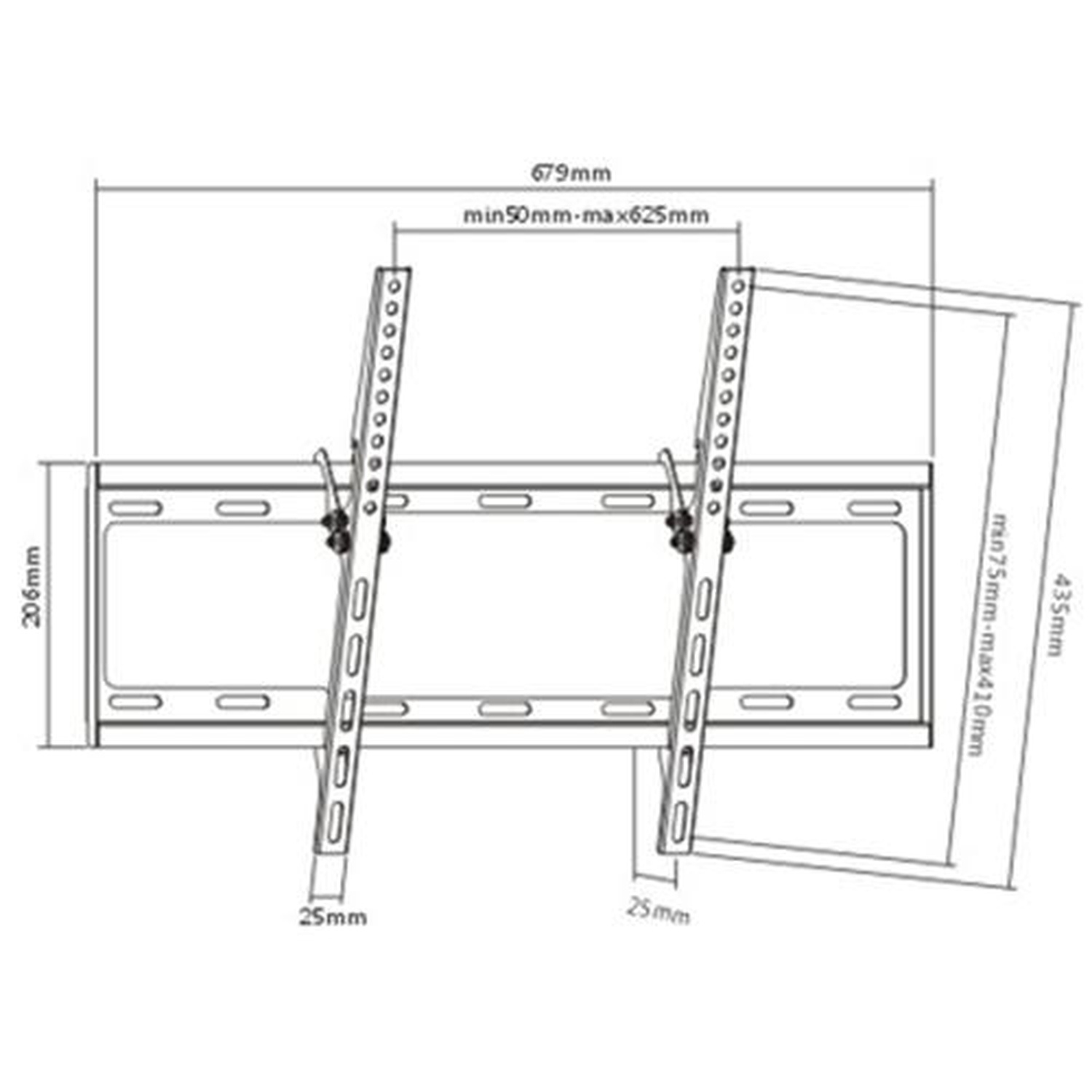Support mural inclinable de Globaltone pour téléviseur à écran plat ACL à DEL de 37 à 70 po ultramince