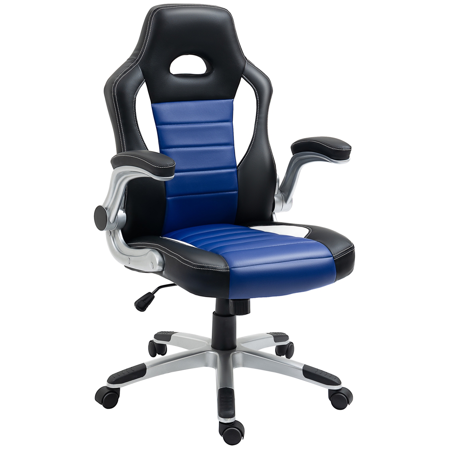 HOMCOM Racing Car Office Chair with Adjustable Armrest - Blue