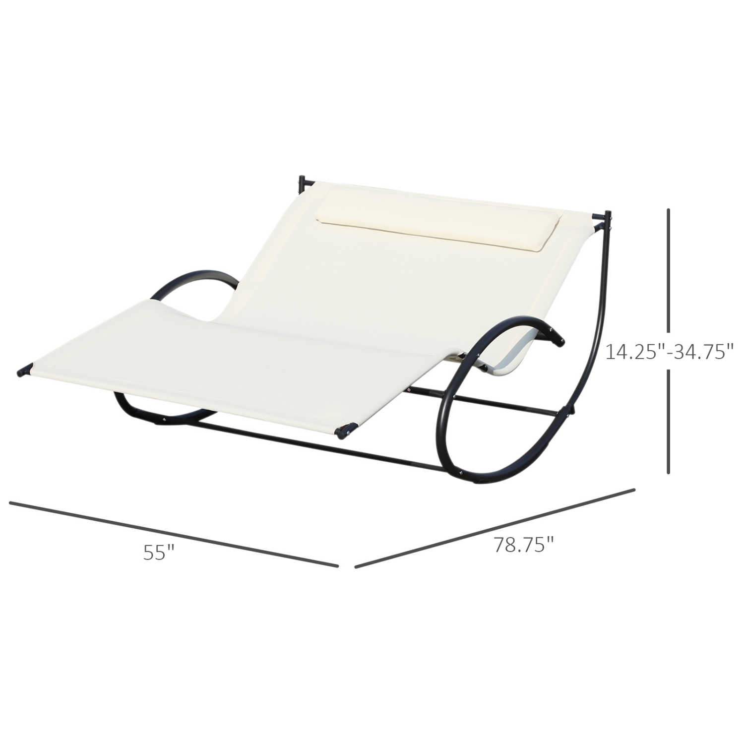 Chaise longue pour l'extérieur avec chaise longue et chaise longue Outsunny chaise longue avec coussin blanc crème