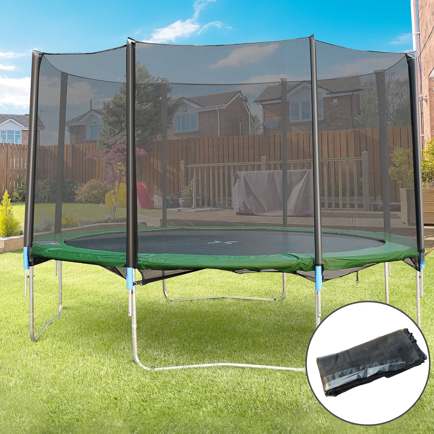 Aosom 14' Round Trampoline Enclosure Safety Net Fence Replacement Trampolining Bounce Part No Poles Included