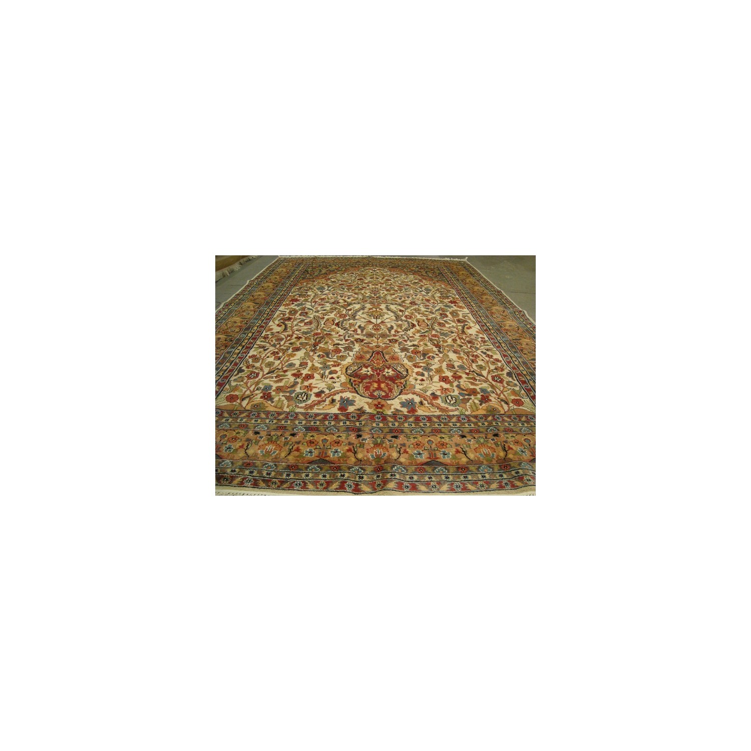 Ahmedani Tree of Life Peace Birds Harmony Wool Silk Hand Knotted Carpet 11.2' x 8.0' Area Rug - Ivory