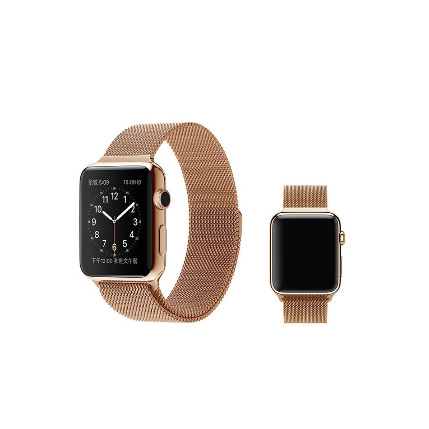 Modern Milanese Magnetic Closure iWatch Band Bracelet Strap Loop for Apple Watch Sport Edition Series 1/2/3/4/5/6/7/8/9 42mm,44mm,45mm - Rose Gold