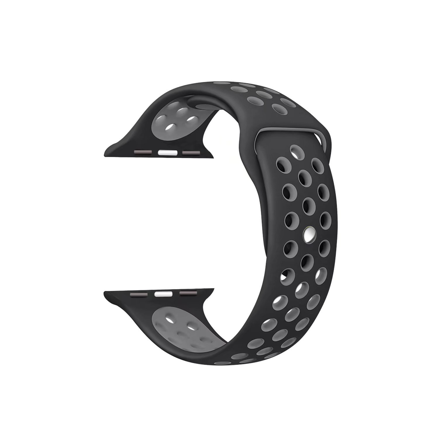 Soft Durable Sport Replacement Wrist Strap for iWatch Series 1/2/3/4/5/6/7/8 Apple Watch Band 42/44/45 mm M/L - Black & Grey