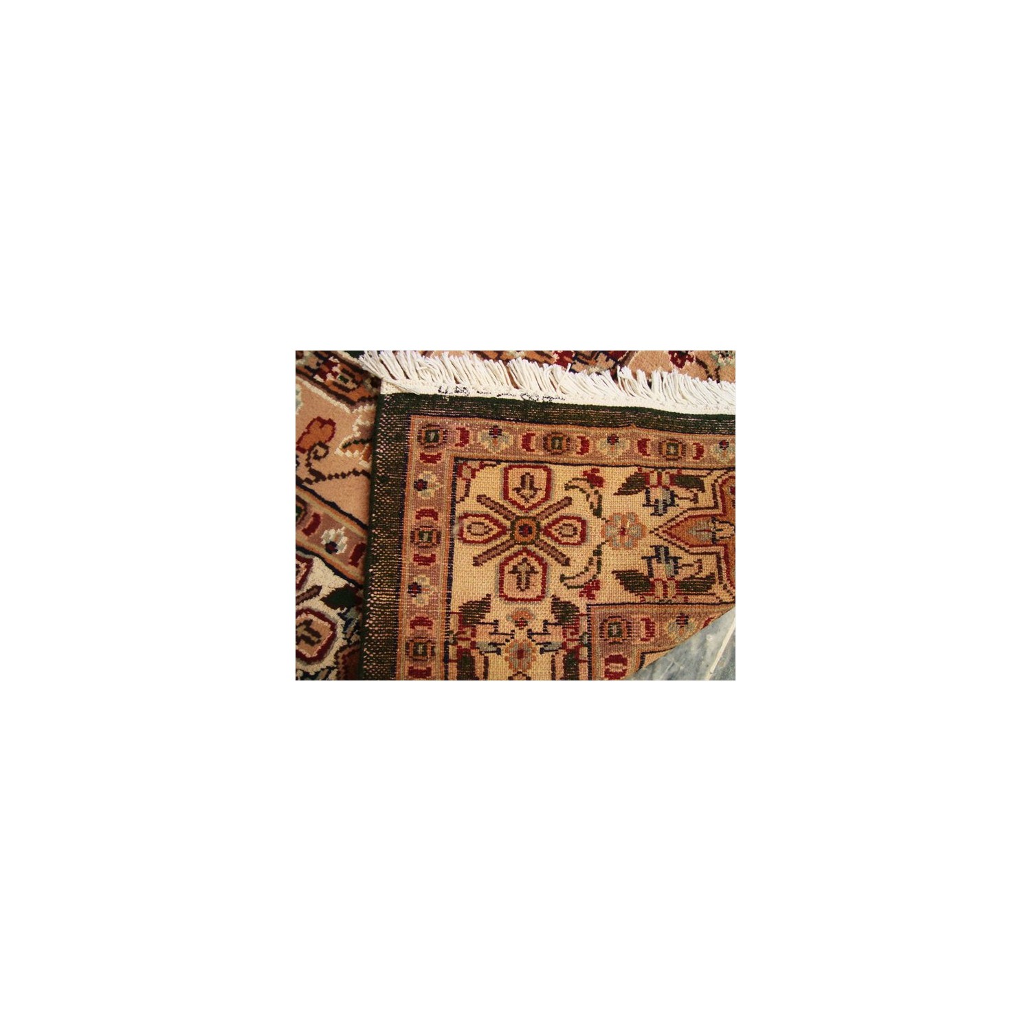 Royal Green Kasha Floral Medallion Hand Knotted Area Rug Wool Silk Carpet'