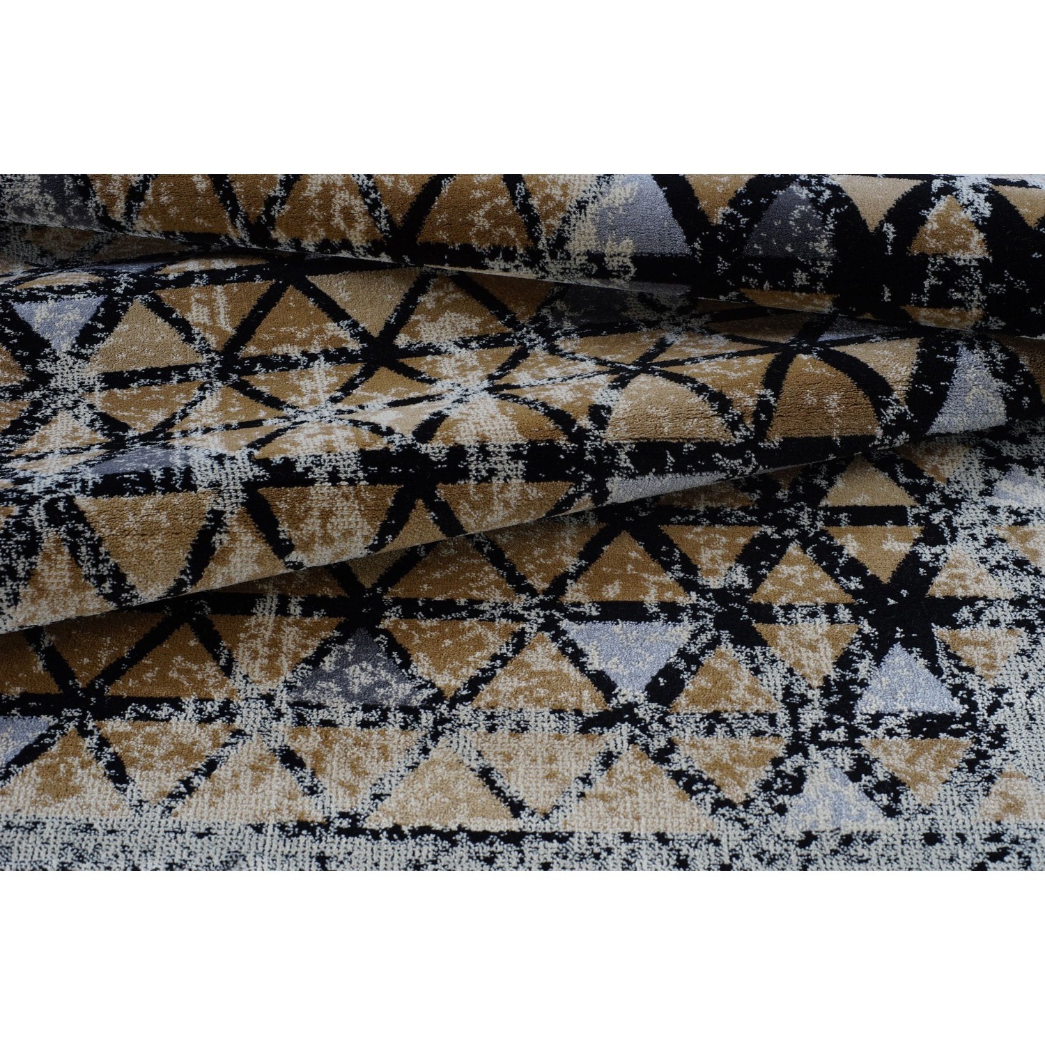 Ladole Rugs Diamonds Modern Geometric Area Rug Carpet in Grey and Gold, 5x8