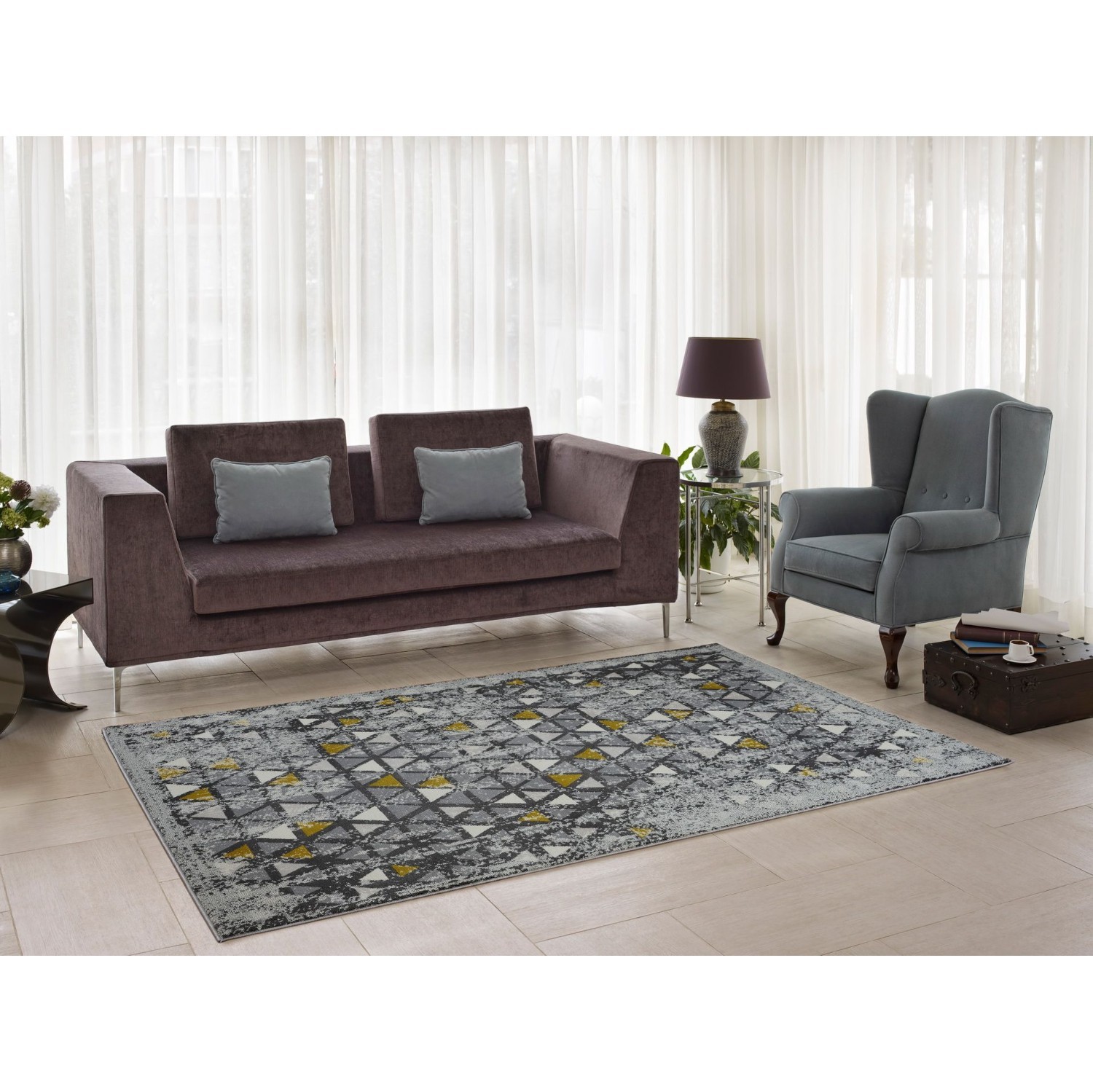 Tapis de corridor DE 2 pi 7 po x 9 pi 10 po Diamond DE LA Dole - Gris