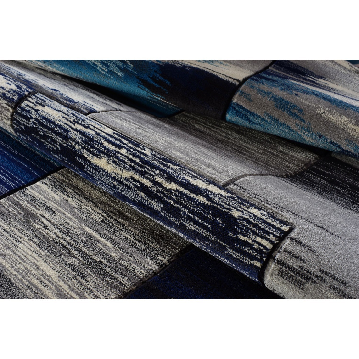 Copper Blue Grey Area Rug 3'9" x 5'5"