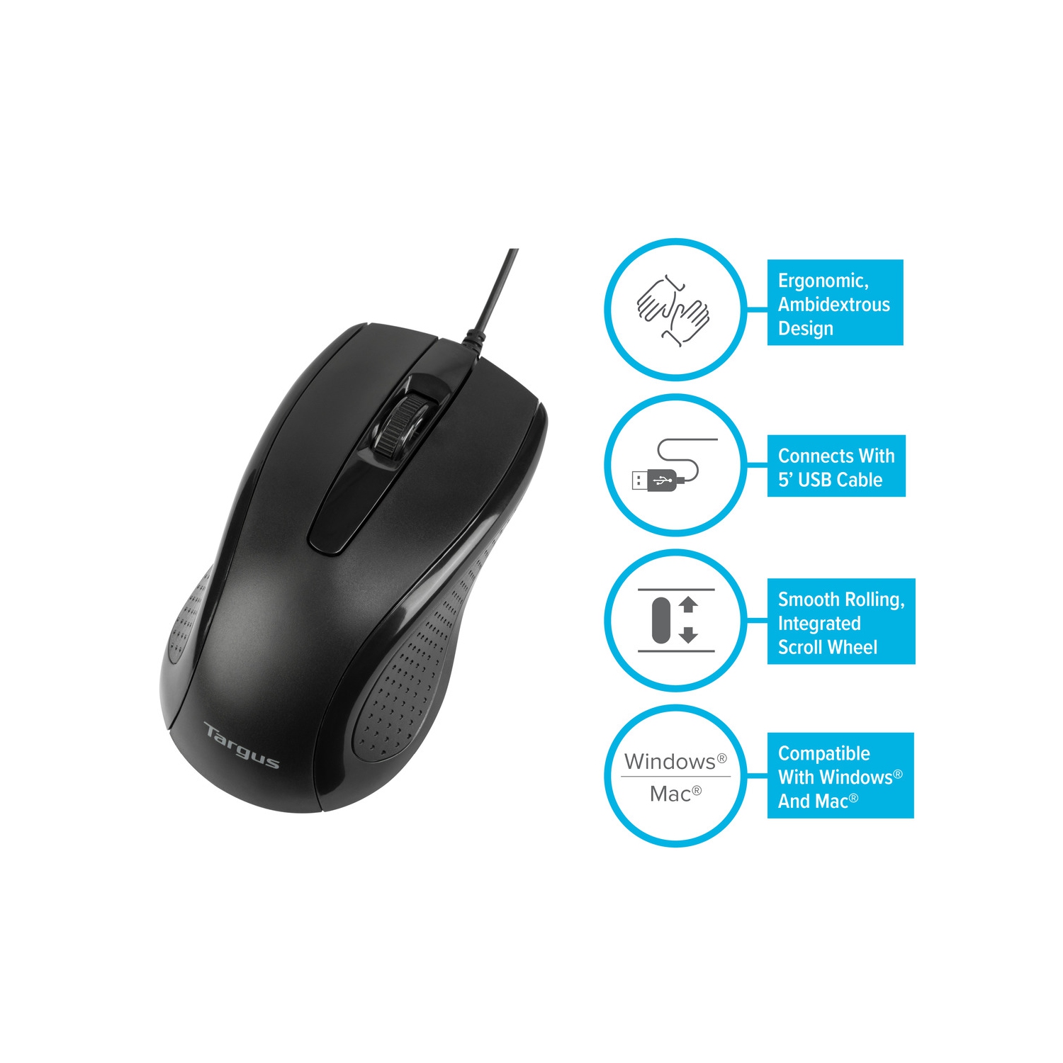 Targus 3-Button USB Full-Size Optical Mouse