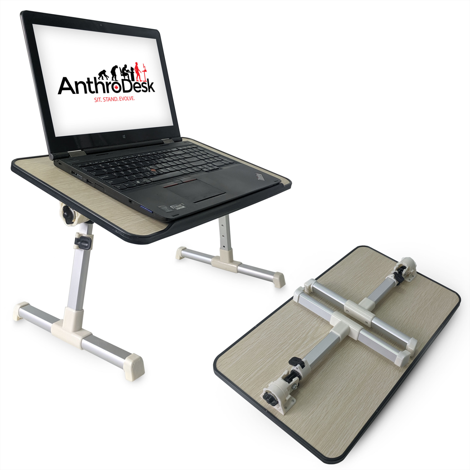 Anthrodesk Laptop Table with Adjustable Legs and Tilting Tray (Foldable)