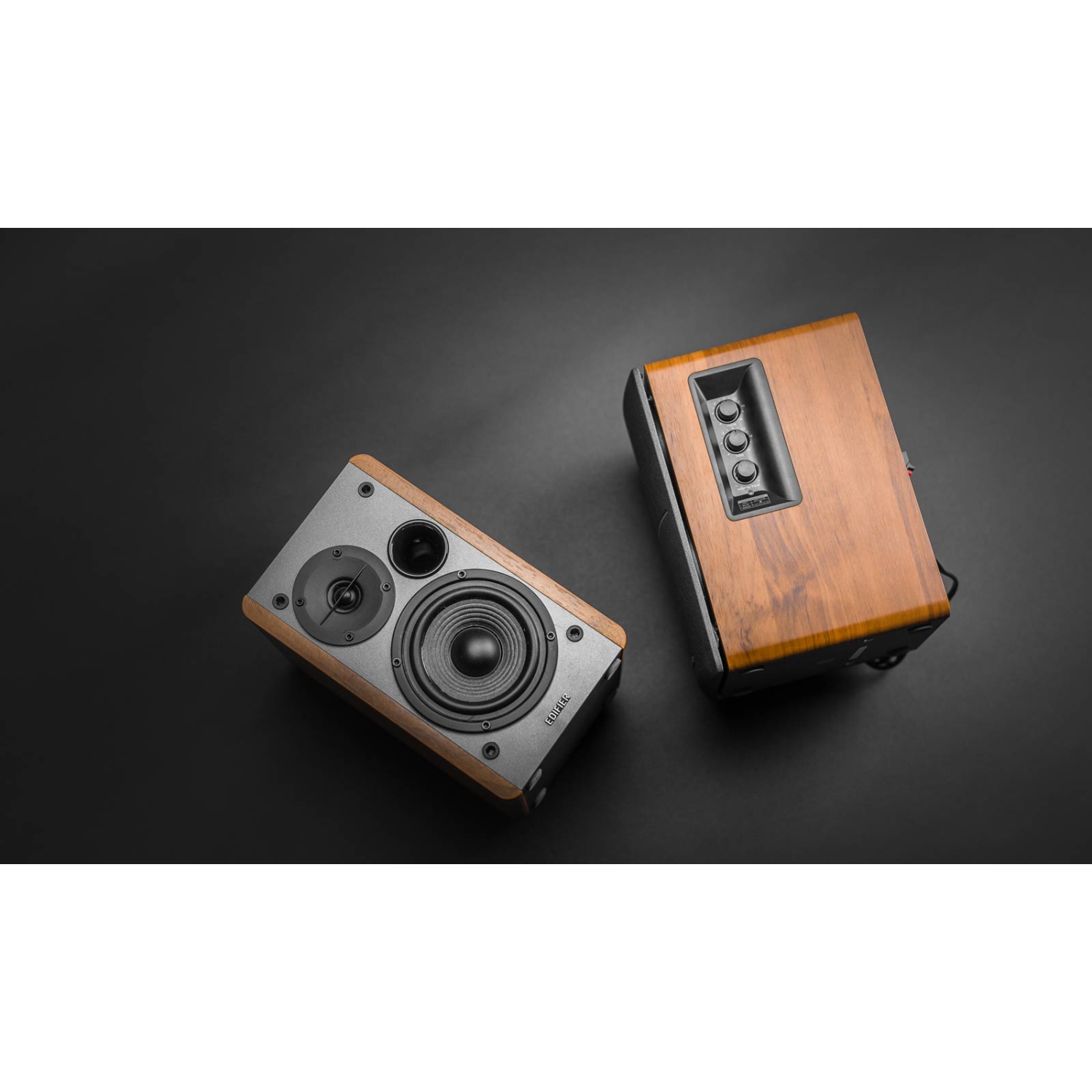 Haut-parleurs d'étagère Bluetooth amplifiés R1280&nbsp;DB d'Edifier - Entrée optique - bois
