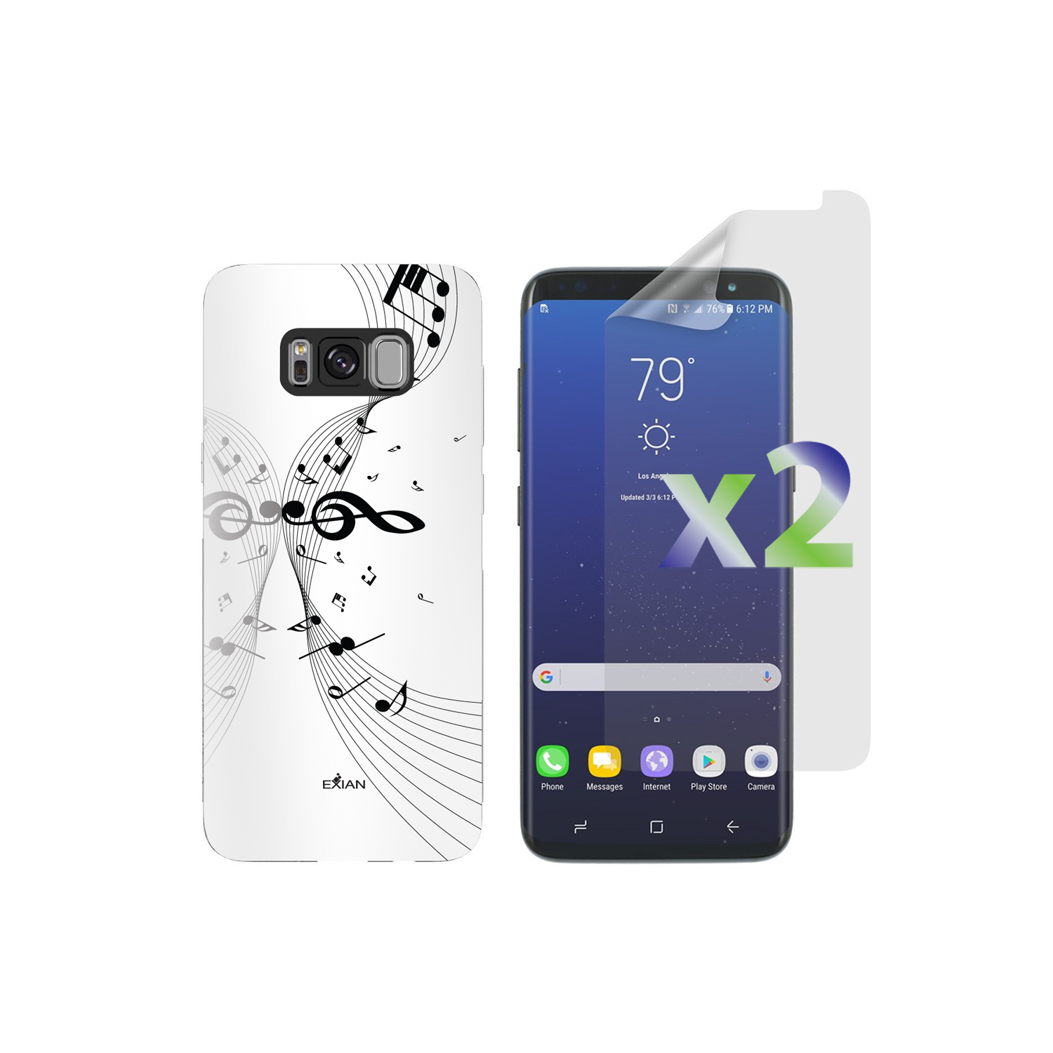 Exian Fitted Soft Shell Case for Samsung Galaxy S8 - White