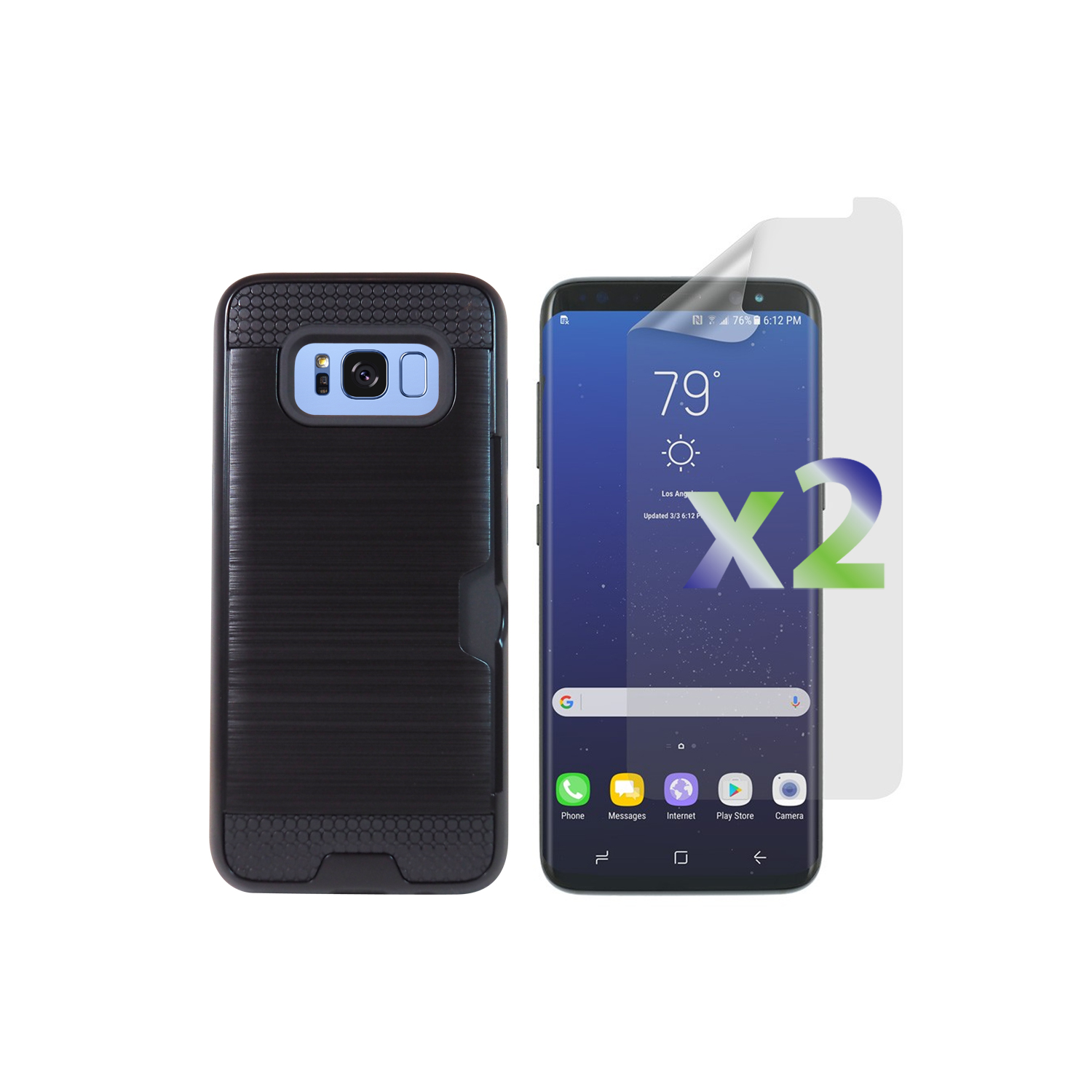 Exian Fitted Soft Shell Case for Samsung Galaxy S8 - Metallic Black