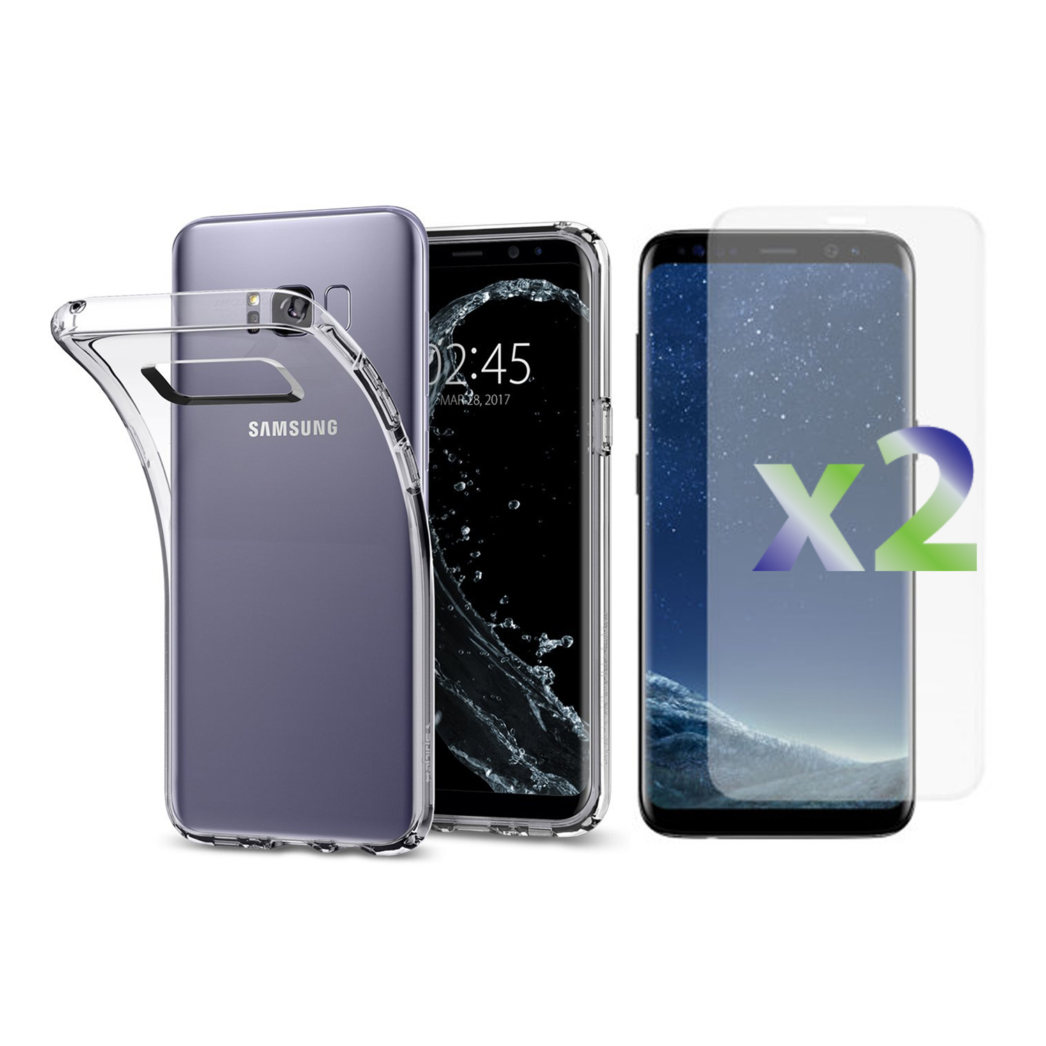 Exian Fitted Soft Shell Case for Samsung Galaxy S8 Plus - Clear