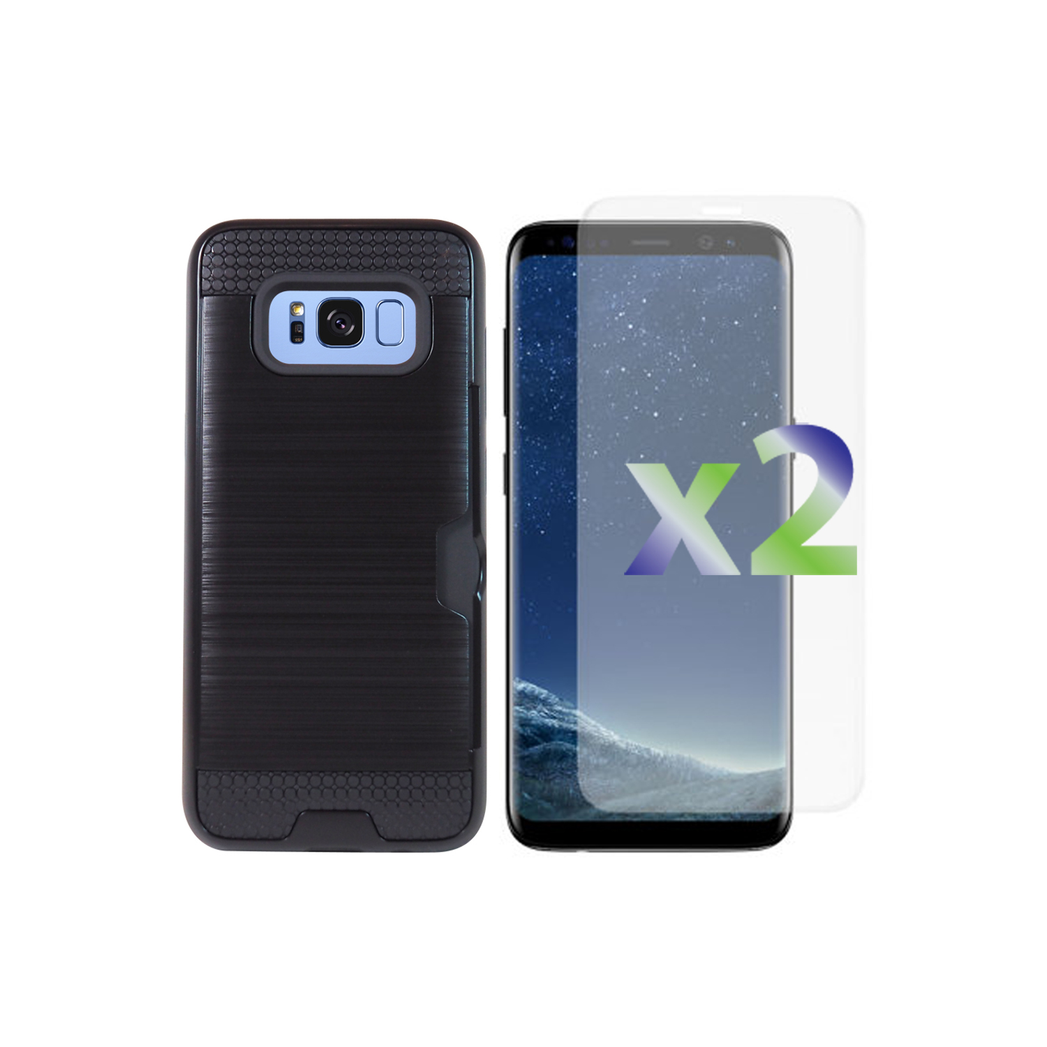 Exian Fitted Soft Shell Case for Samsung Galaxy S8 Plus - Metallic Black