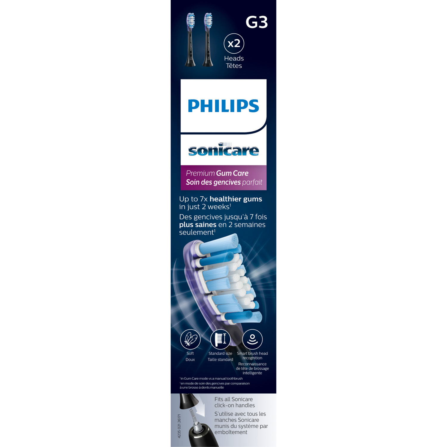 Tête de brossage pour Sonicare Premium Gum Care de Philips - Ensemble de 2 - Noir