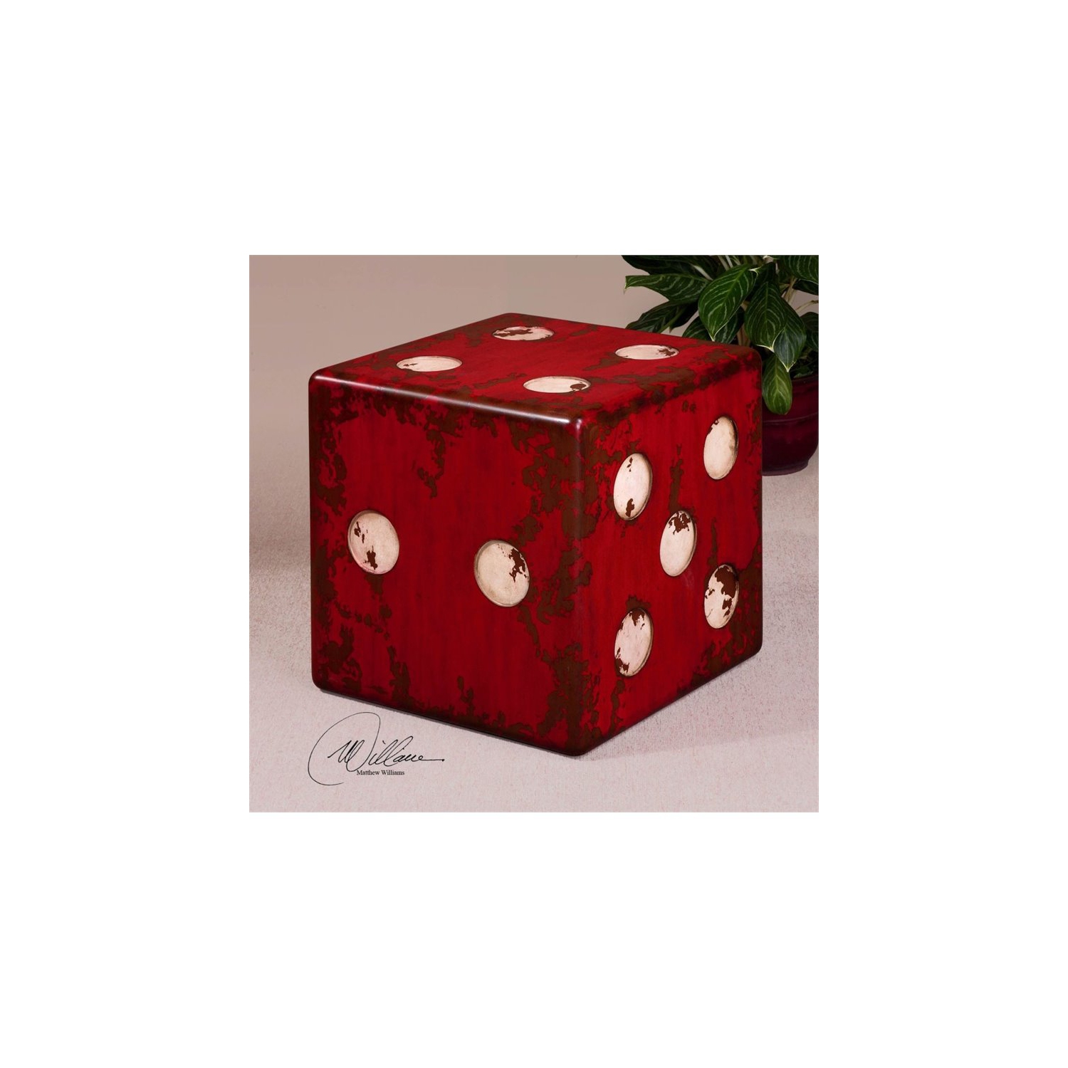 Uttermost Dice Accent Table in Red
