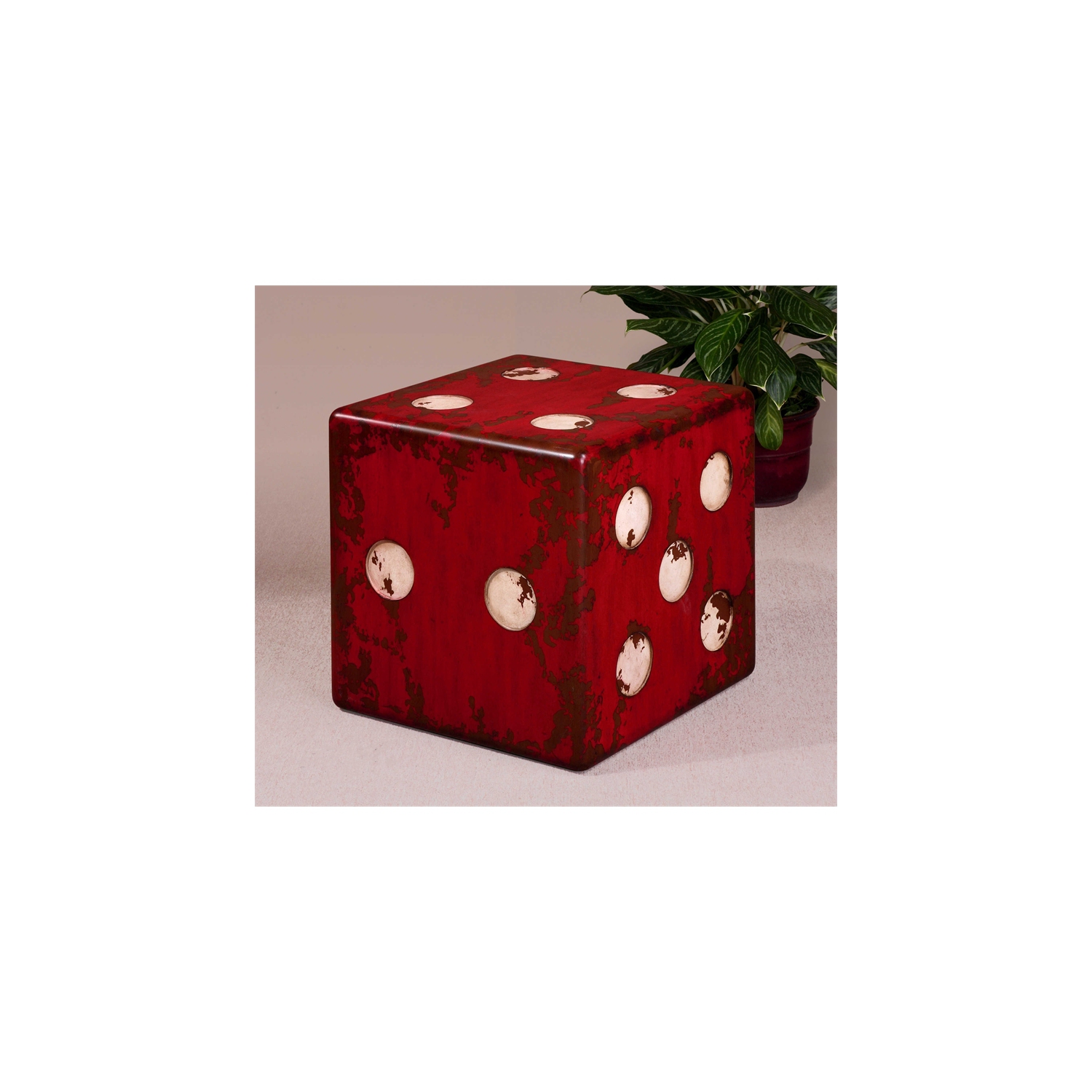 Uttermost Dice Accent Table in Red