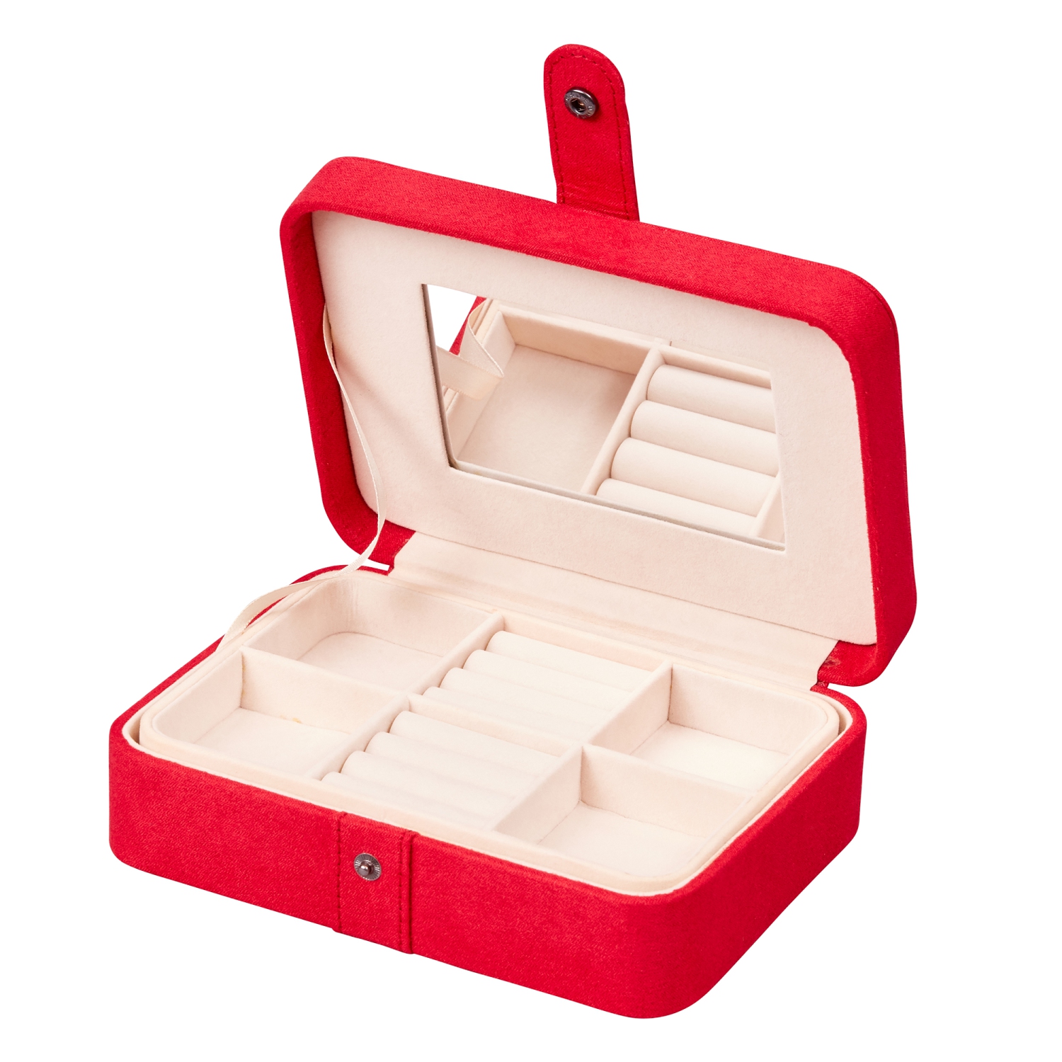 Mele & Co 0057322M Giana Plush Fabric Jewelry Box with Lift Out Tray in Red