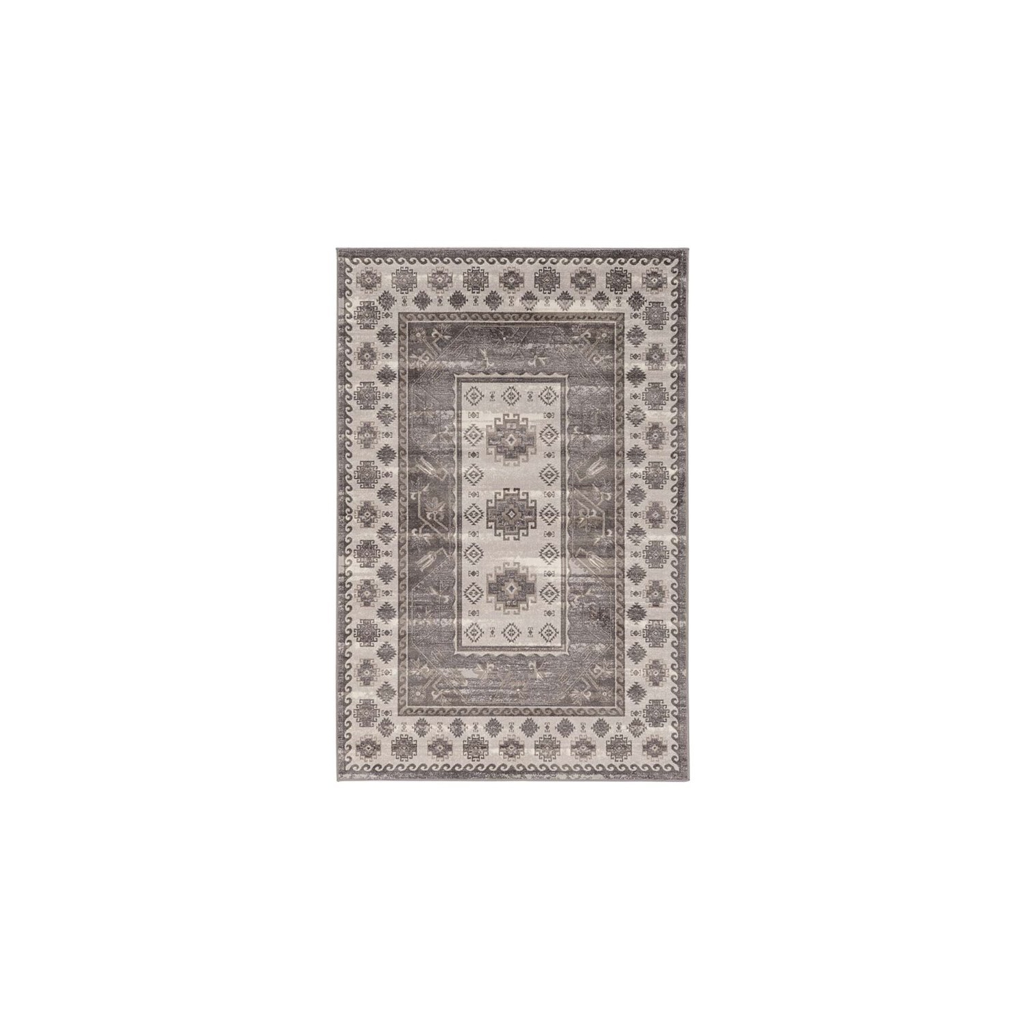 Linon RUGVT0123 2 x 3 ft. Vintage Collection Buharra Power Loomed Rug - Grey