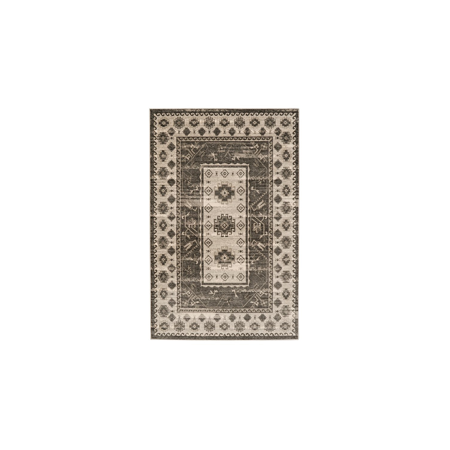 Linon RUGVT0123 2 x 3 ft. Vintage Collection Buharra Power Loomed Rug - Grey