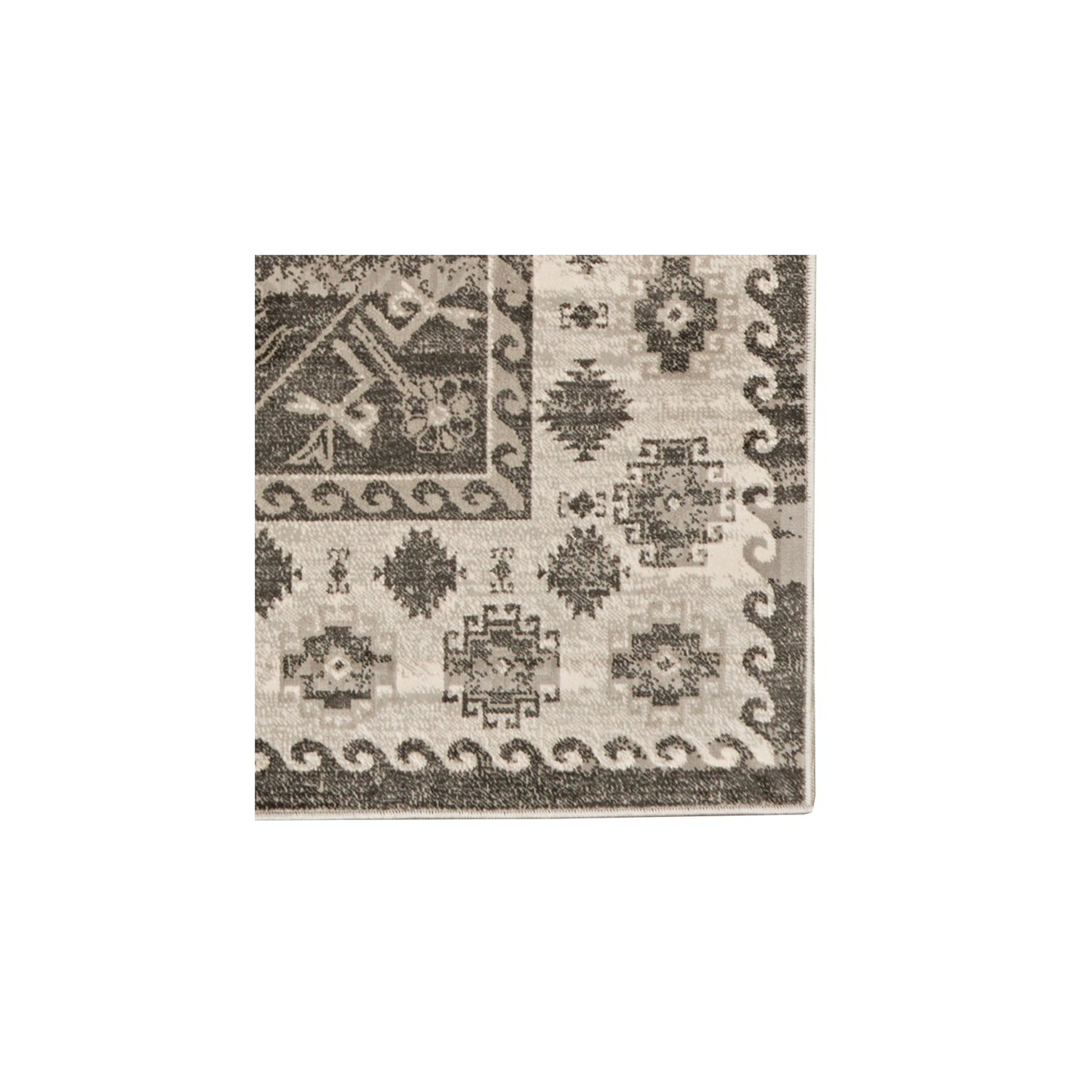 Linon RUGVT0123 2 x 3 ft. Vintage Collection Buharra Power Loomed Rug - Grey