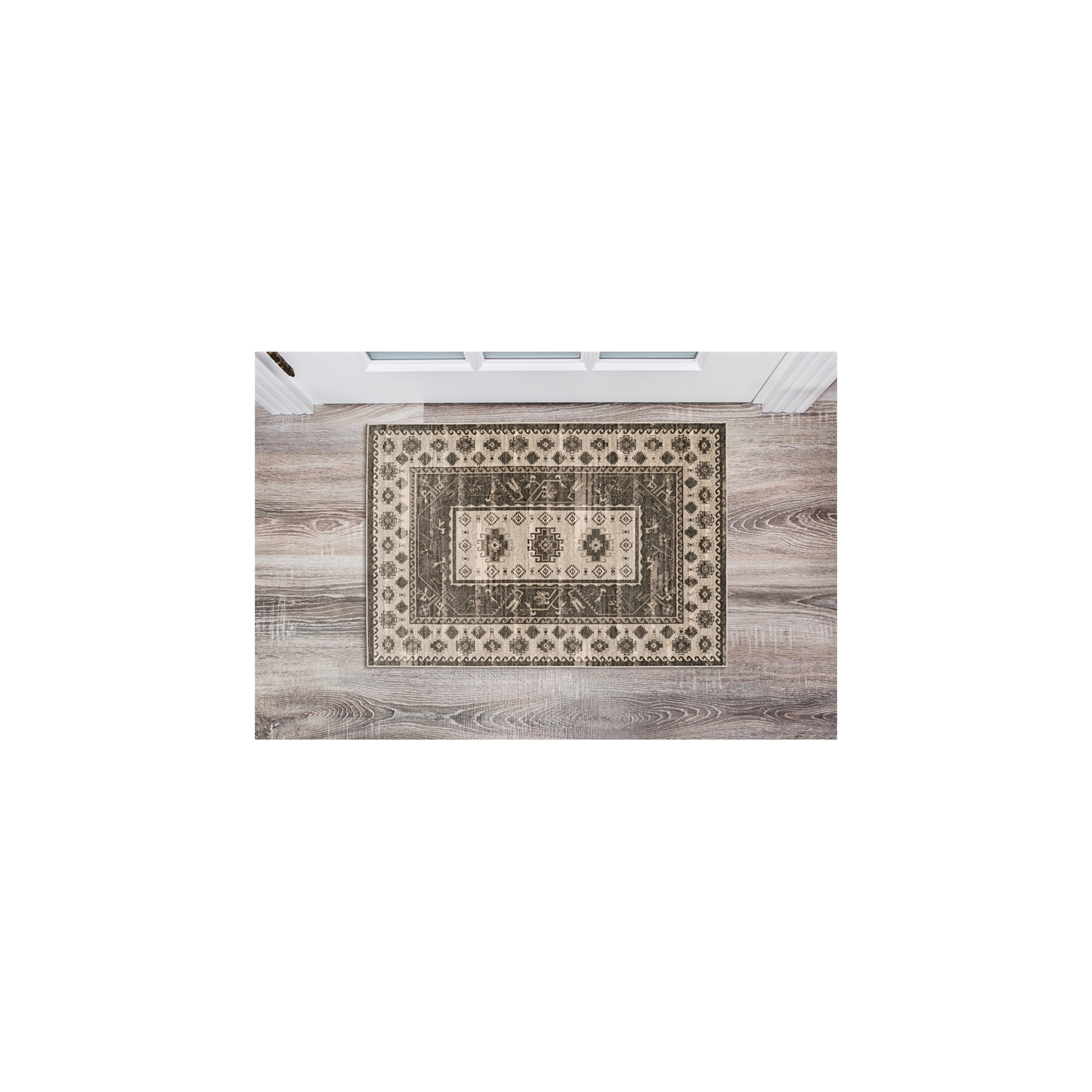 Linon RUGVT0123 2 x 3 ft. Vintage Collection Buharra Power Loomed Rug - Grey